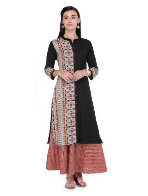 White & Black Cotton Kurthi